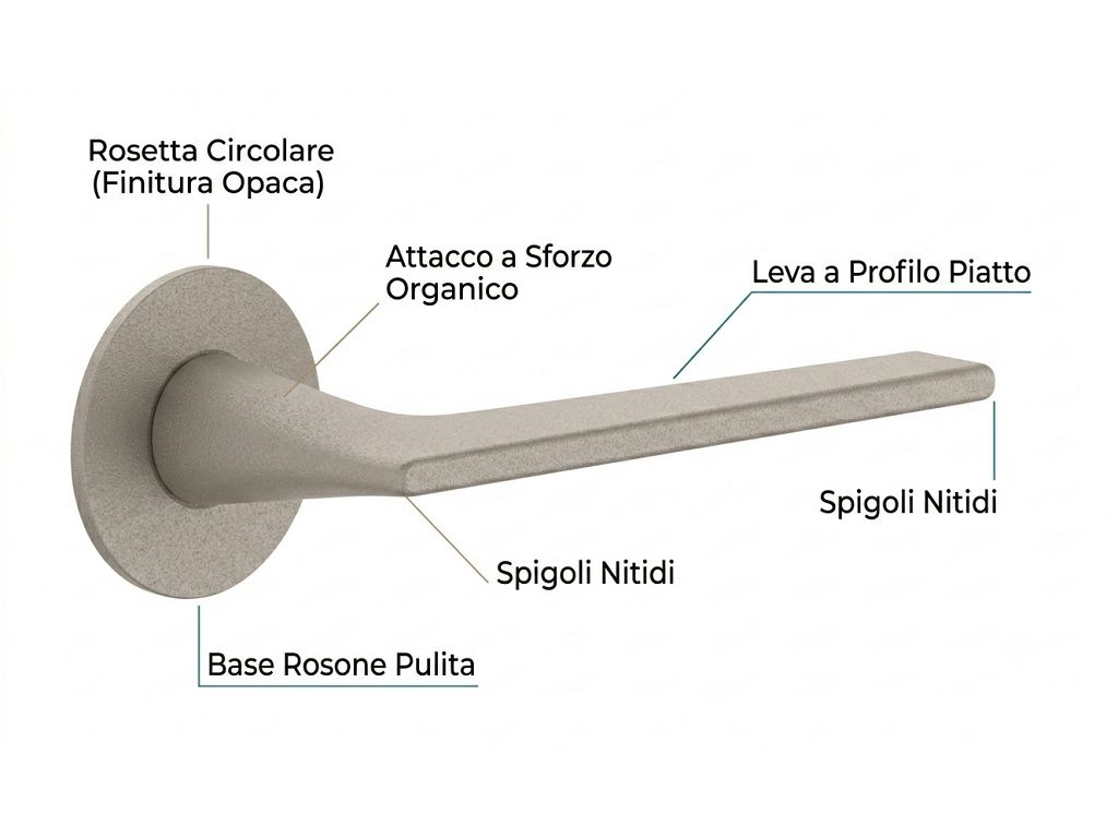 Mezza Maniglia Lieve Collezione Nuda con Rosetta mm.50 SX 72-Grigio Moon  Verum Italy - immagine 2